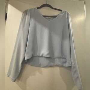 Aritzia light blue long sleeved blouse